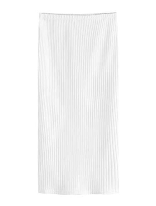 SheIn Women's Basic Plain Stretchy Ribbed Knit Split Full Length Skirt