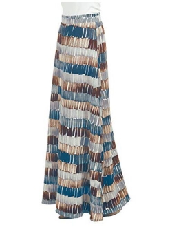 Lock and Love Women's Print/Solid High Waist Maxi Skirt-Made in U.S.A.