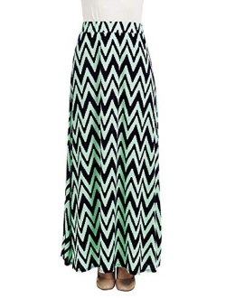 Lock and Love Women's Print/Solid High Waist Maxi Skirt-Made in U.S.A.