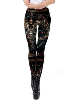 Women Steampunk Retro Leggings Comic Cosplay Punk Print Polyester Gothic Trousers Capris Pants S-4XL Plus Size