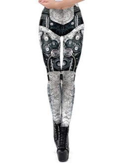 Women Steampunk Retro Leggings Comic Cosplay Punk Print Polyester Gothic Trousers Capris Pants S-4XL Plus Size