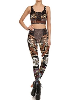 Women Steampunk Retro Leggings Comic Cosplay Punk Print Polyester Gothic Trousers Capris Pants S-4XL Plus Size