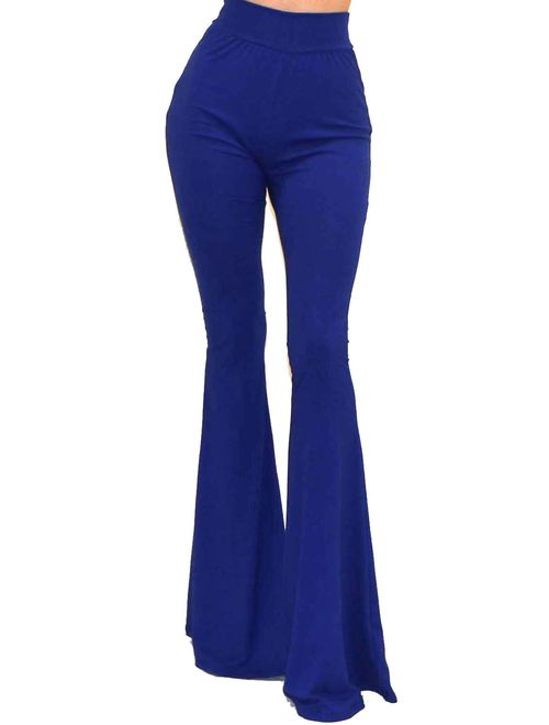 Vivicastle Women's USA Boho Solid Hippie Flared Bell Bottom Pants