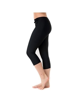 Undercover Waterwear Women's High Waisted Swim Leggings- Athletic Capri Pants- UPF 50+ Cover Up Swim Tights