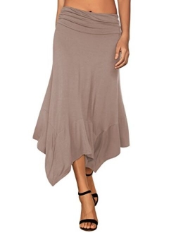 DJT Women's Flowy Handkerchief Hemline Midi Skirt