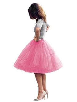 Babyonline Lady's Princess Tutu Tulle Midi Knee Length Skirt Underskirt