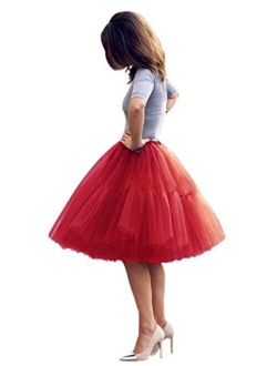 Babyonline Lady's Princess Tutu Tulle Midi Knee Length Skirt Underskirt