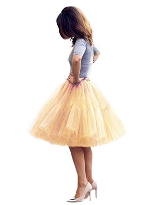 Babyonline Lady's Princess Tutu Tulle Midi Knee Length Skirt Underskirt