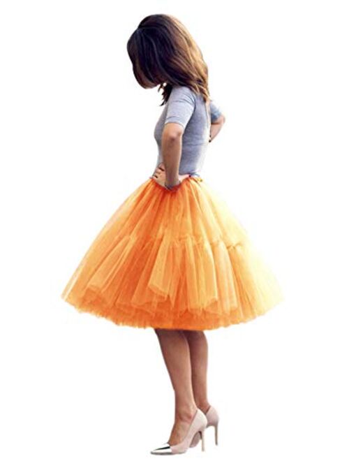 Babyonline Lady's Princess Tutu Tulle Midi Knee Length Skirt Underskirt