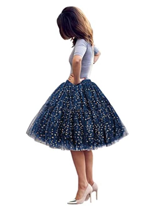 Babyonline Lady's Princess Tutu Tulle Midi Knee Length Skirt Underskirt