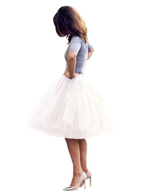 Babyonline Lady's Princess Tutu Tulle Midi Knee Length Skirt Underskirt