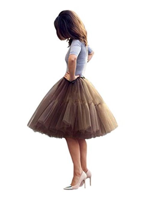 Babyonline Lady's Princess Tutu Tulle Midi Knee Length Skirt Underskirt