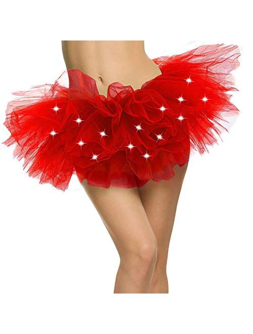 Jasmine Women's LED Light Up Neon Tulle Tutu Skirt