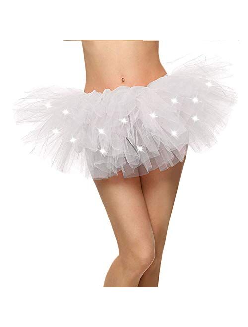 Jasmine Women's LED Light Up Neon Tulle Tutu Skirt