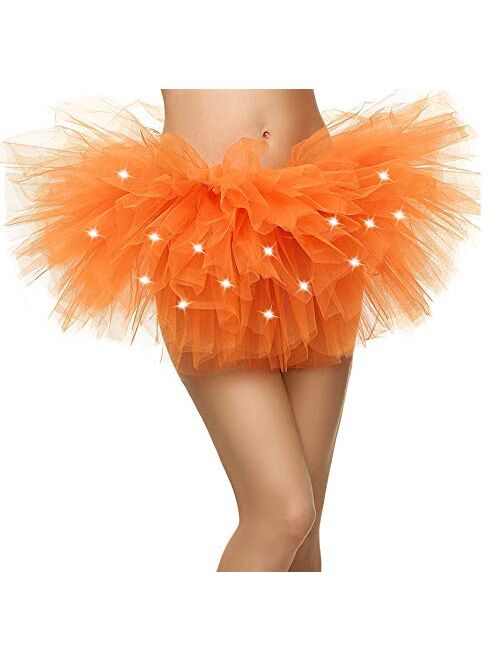 Jasmine Women's LED Light Up Neon Tulle Tutu Skirt