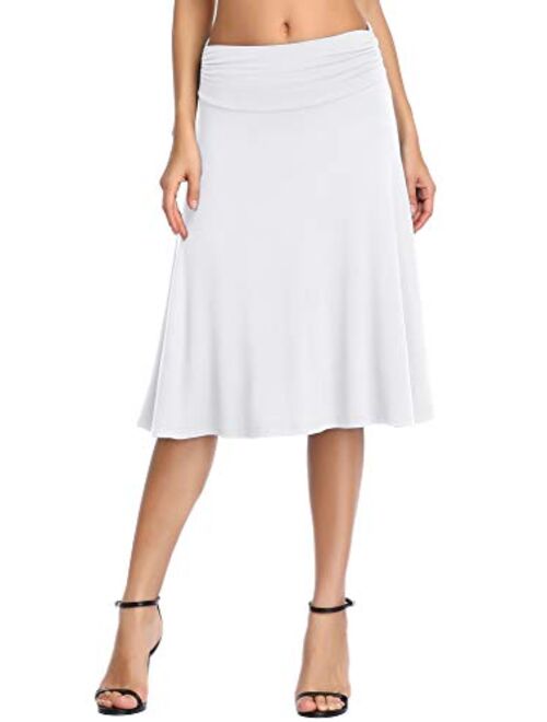 Urban CoCo Women's Ruched Waist Stretchy Flared Yoga Skirt