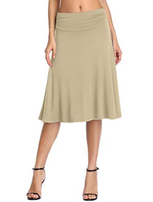 Urban CoCo Women's Ruched Waist Stretchy Flared Yoga Skirt