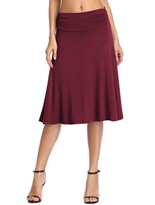 Urban CoCo Women's Ruched Waist Stretchy Flared Yoga Skirt