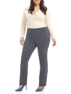 Rekucci Curvy Woman Ease into Comfort Plus Size Straight Pant w/Tummy Control