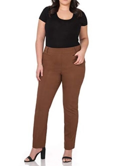 Rekucci Curvy Woman Ease into Comfort Plus Size Straight Pant w/Tummy Control