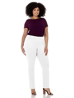 Rekucci Curvy Woman Ease into Comfort Plus Size Straight Pant w/Tummy Control