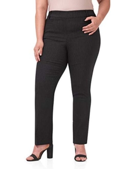 Rekucci Curvy Woman Ease into Comfort Plus Size Straight Pant w/Tummy Control