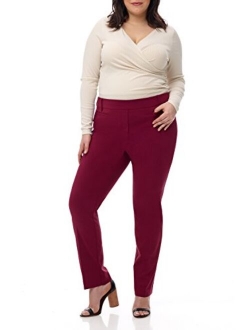 Rekucci Curvy Woman Ease into Comfort Plus Size Straight Pant w/Tummy Control