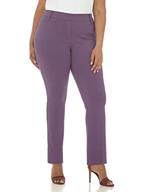 Rekucci Curvy Woman Ease into Comfort Plus Size Straight Pant w/Tummy Control