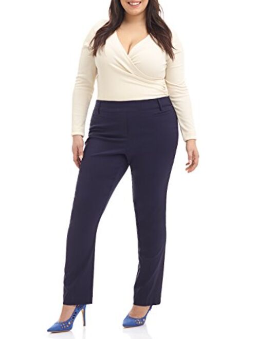 Rekucci Curvy Woman Ease into Comfort Plus Size Straight Pant w/Tummy Control