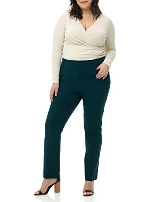 Rekucci Curvy Woman Ease into Comfort Plus Size Straight Pant w/Tummy Control