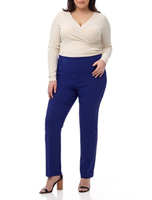 Rekucci Curvy Woman Ease into Comfort Plus Size Straight Pant w/Tummy Control