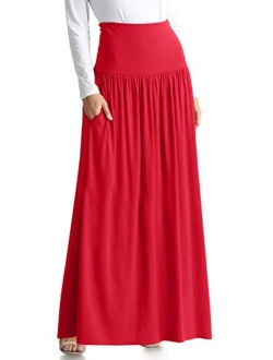 Reg and Plus Size Maxi Skirts for Women Long Length Skirts with Pockets Beach SwimCoverup,Night Out,Casual Office,Party