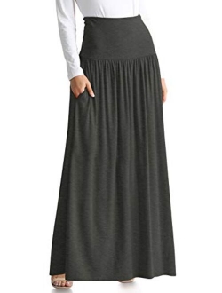 Reg and Plus Size Maxi Skirts for Women Long Length Skirts with Pockets Beach SwimCoverup,Night Out,Casual Office,Party