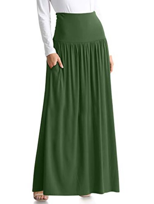 Reg and Plus Size Maxi Skirts for Women Long Length Skirts with Pockets Beach SwimCoverup,Night Out,Casual Office,Party