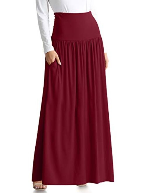 Reg and Plus Size Maxi Skirts for Women Long Length Skirts with Pockets Beach SwimCoverup,Night Out,Casual Office,Party