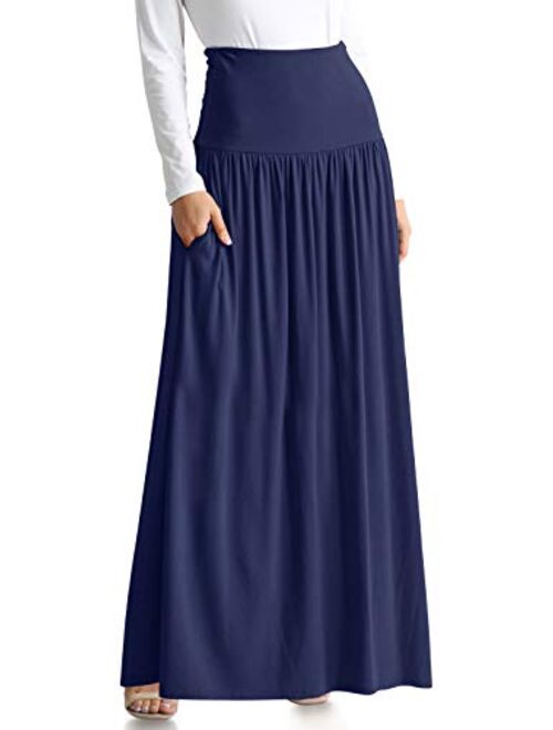 Reg and Plus Size Maxi Skirts for Women Long Length Skirts with Pockets Beach SwimCoverup,Night Out,Casual Office,Party