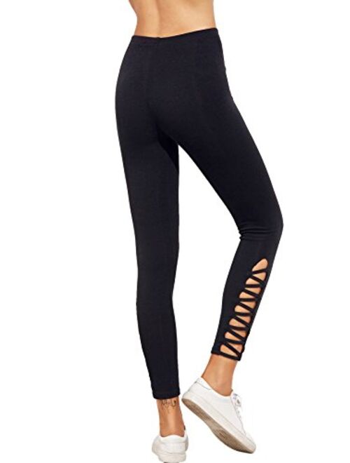 SweatyRocks Women's Cutout Leggings Skinny Yoga Pants Runing Jogger Active Tight