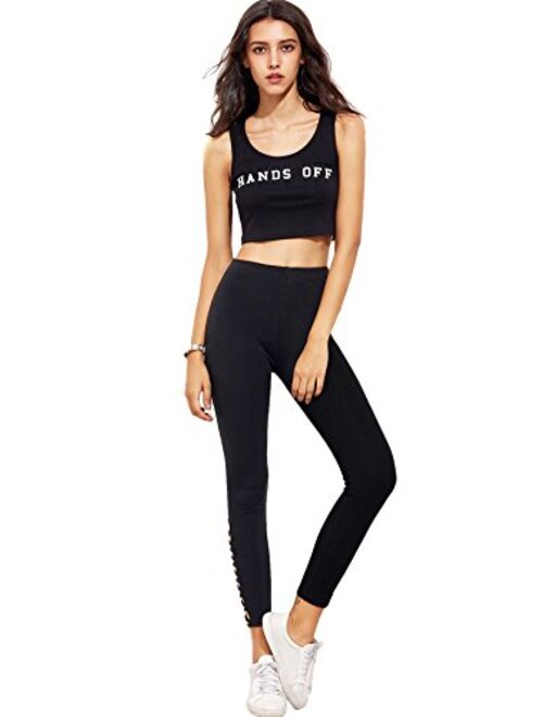 SweatyRocks Women's Cutout Leggings Skinny Yoga Pants Runing Jogger Active Tight