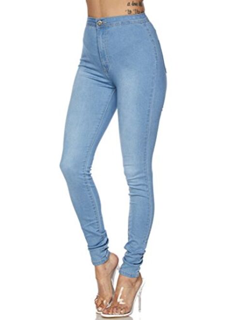 SOHO GLAM Super High Waisted Stretchy Skinny Jeans in 10 Colors (S-XXXL)