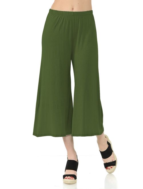 iconic luxe Women's Elastic Waist Jersey Culottes Pants