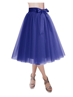 DRESSTELLS Knee Length Tulle Skirt Tutu Skirt Evening Party Gown Prom Formal Skirts