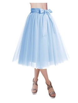 DRESSTELLS Knee Length Tulle Skirt Tutu Skirt Evening Party Gown Prom Formal Skirts