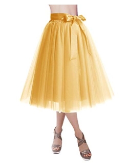 DRESSTELLS Knee Length Tulle Skirt Tutu Skirt Evening Party Gown Prom Formal Skirts