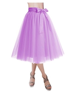 DRESSTELLS Knee Length Tulle Skirt Tutu Skirt Evening Party Gown Prom Formal Skirts