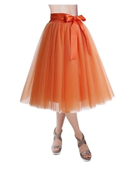 DRESSTELLS Knee Length Tulle Skirt Tutu Skirt Evening Party Gown Prom Formal Skirts