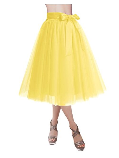 DRESSTELLS Knee Length Tulle Skirt Tutu Skirt Evening Party Gown Prom Formal Skirts