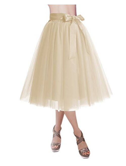 DRESSTELLS Knee Length Tulle Skirt Tutu Skirt Evening Party Gown Prom Formal Skirts