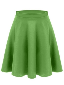 Women's Midi Skater Skirt Flared Stretch Skirt for Women Reg & Plus Size.Casual A line,Basic Everyday Wear,Formal Office