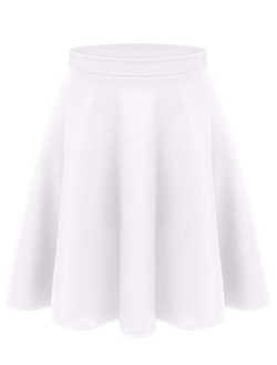 Women's Midi Skater Skirt Flared Stretch Skirt for Women Reg & Plus Size.Casual A line,Basic Everyday Wear,Formal Office