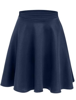 Women's Midi Skater Skirt Flared Stretch Skirt for Women Reg & Plus Size.Casual A line,Basic Everyday Wear,Formal Office